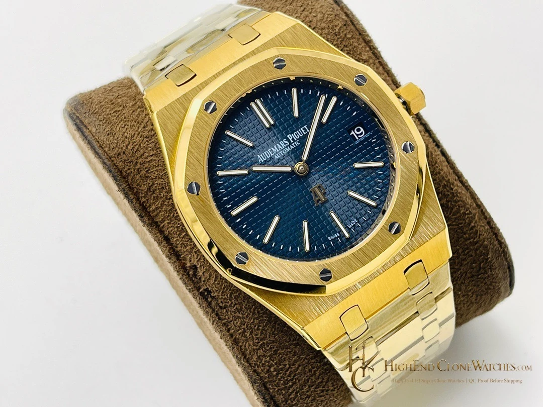 Audemars Piguet Royal Oak 18K Gold 15450BA Blue Dial 37mm super clone watch dial detail