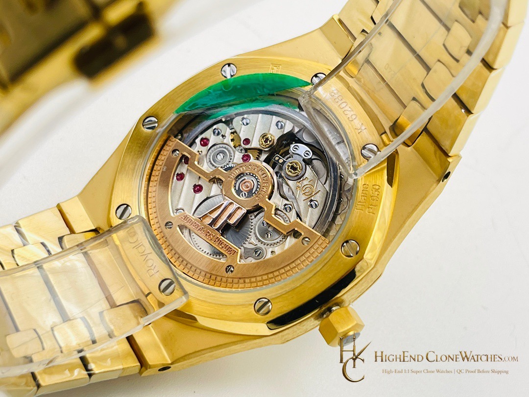 Audemars Piguet Royal Oak 18K Gold 15450BA Blue Dial 37mm super clone watch caseback detail