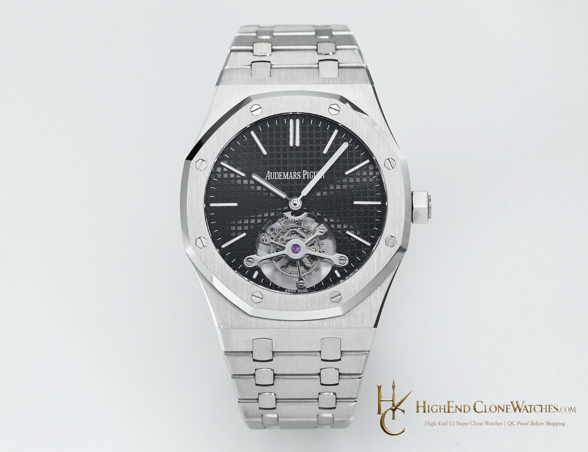 Audemars Piguet Royal Oak 26512ST Black Tourbillon Dial 41mm super clone watch front view