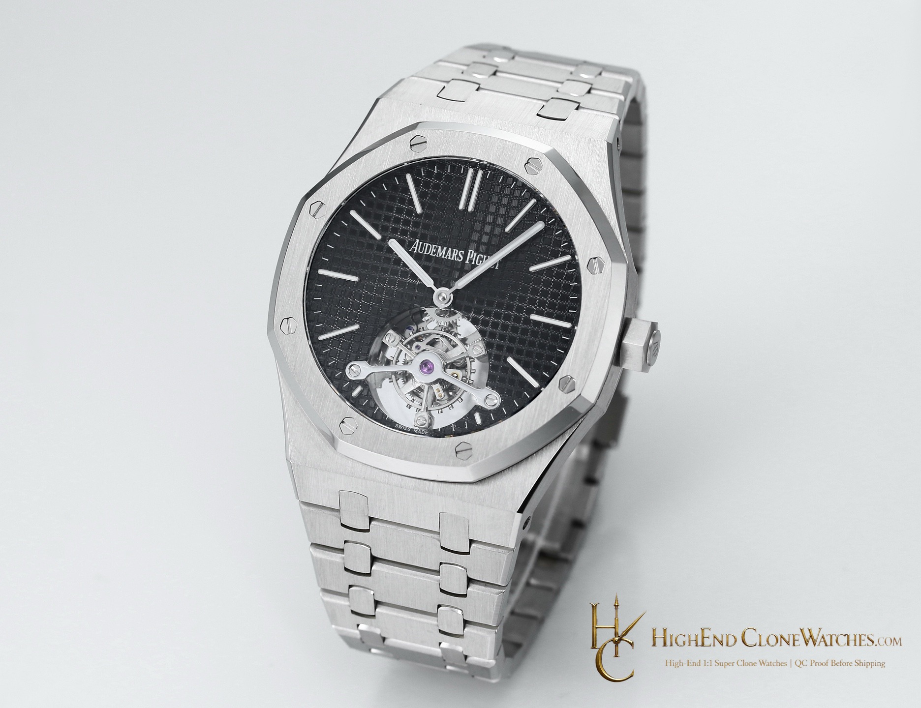 Audemars Piguet Royal Oak 26512ST Black Tourbillon Dial 41mm super clone watch dial detail