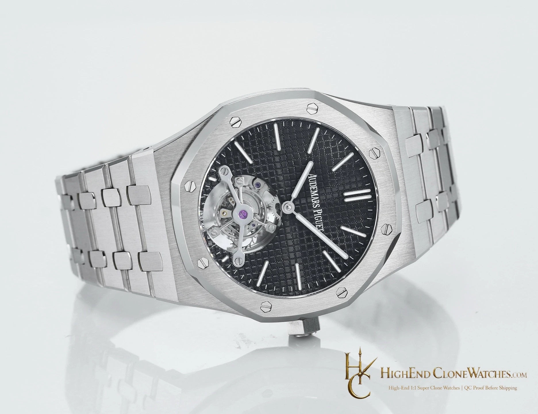 Audemars Piguet Royal Oak 26512ST Black Tourbillon Dial 41mm super clone watch bezel detail