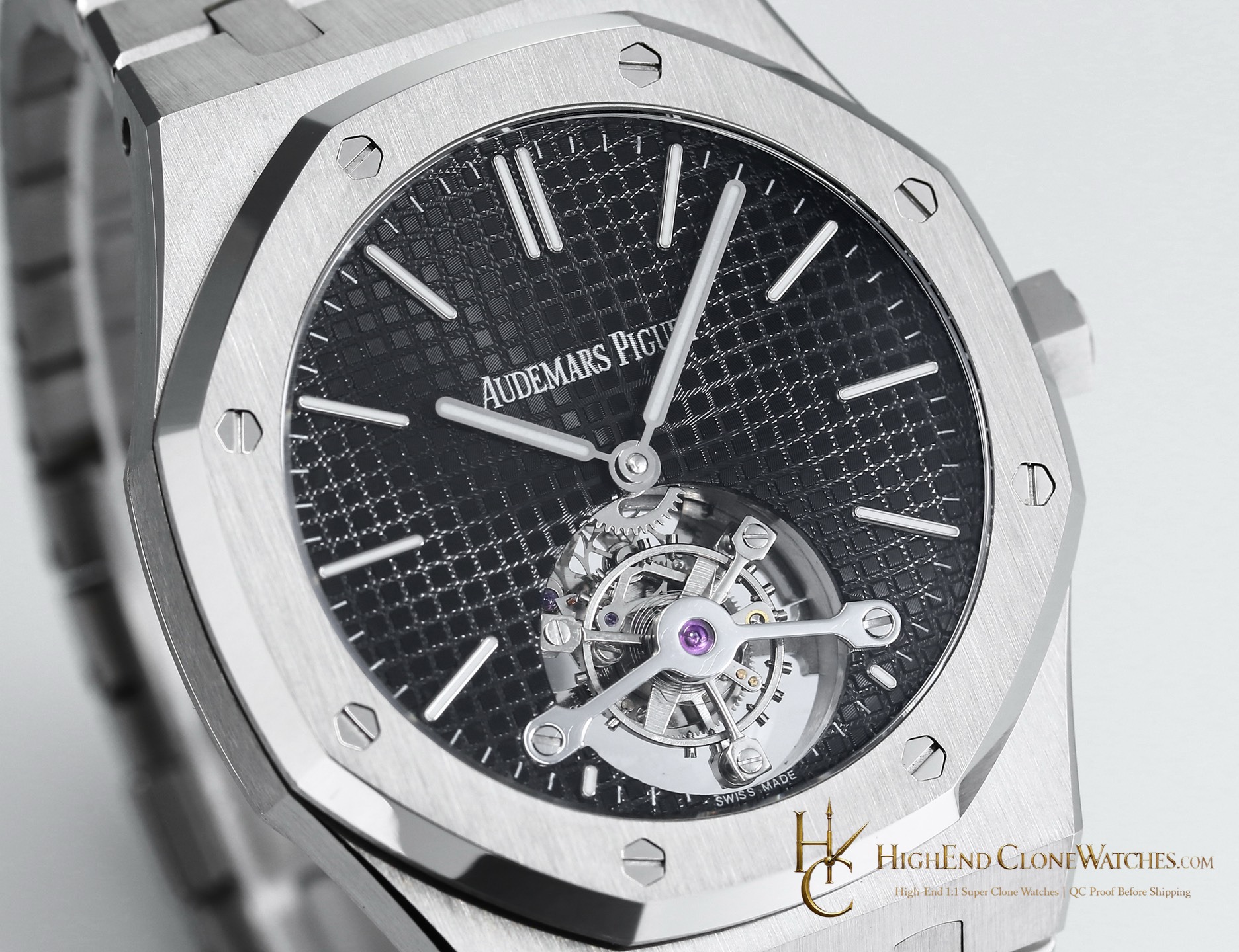 Audemars Piguet Royal Oak 26512ST Black Tourbillon Dial 41mm super clone watch side case profile
