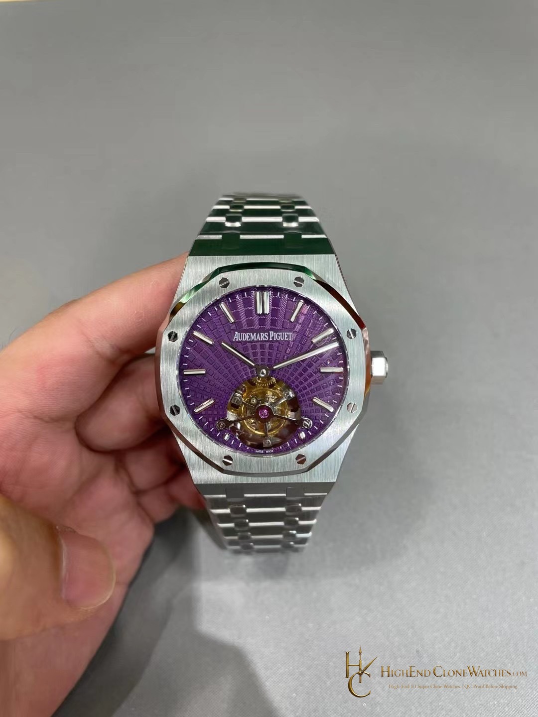 Audemars Piguet Royal Oak 26522ST Purple Tourbillon Dial 41mm super clone watch front view