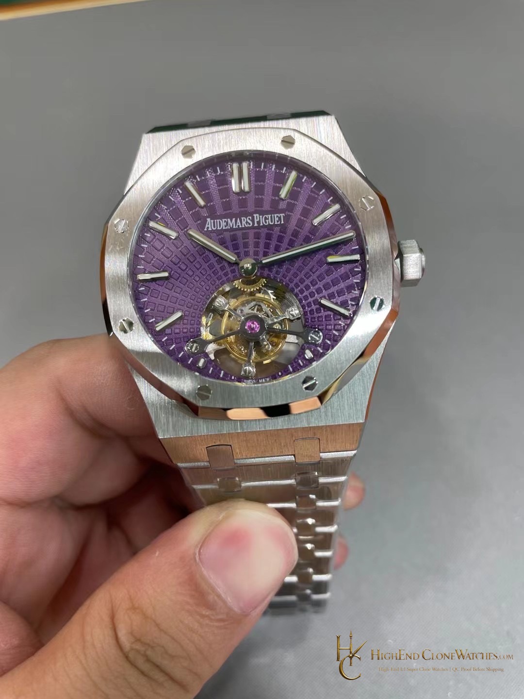 Audemars Piguet Royal Oak 26522ST Purple Tourbillon Dial 41mm super clone watch dial detail