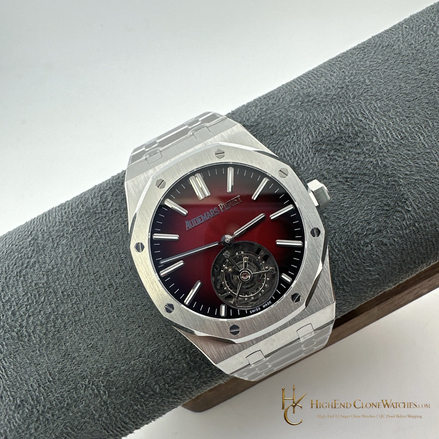 Audemars Piguet Royal Oak 26730ST Smoked Burgundy Tourbillon Dial 41mm super clone watch side case profile