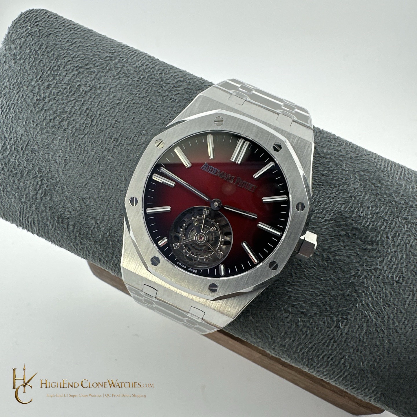 Audemars Piguet Royal Oak 26730ST Smoked Burgundy Tourbillon Dial 41mm super clone watch bracelet or strap fit