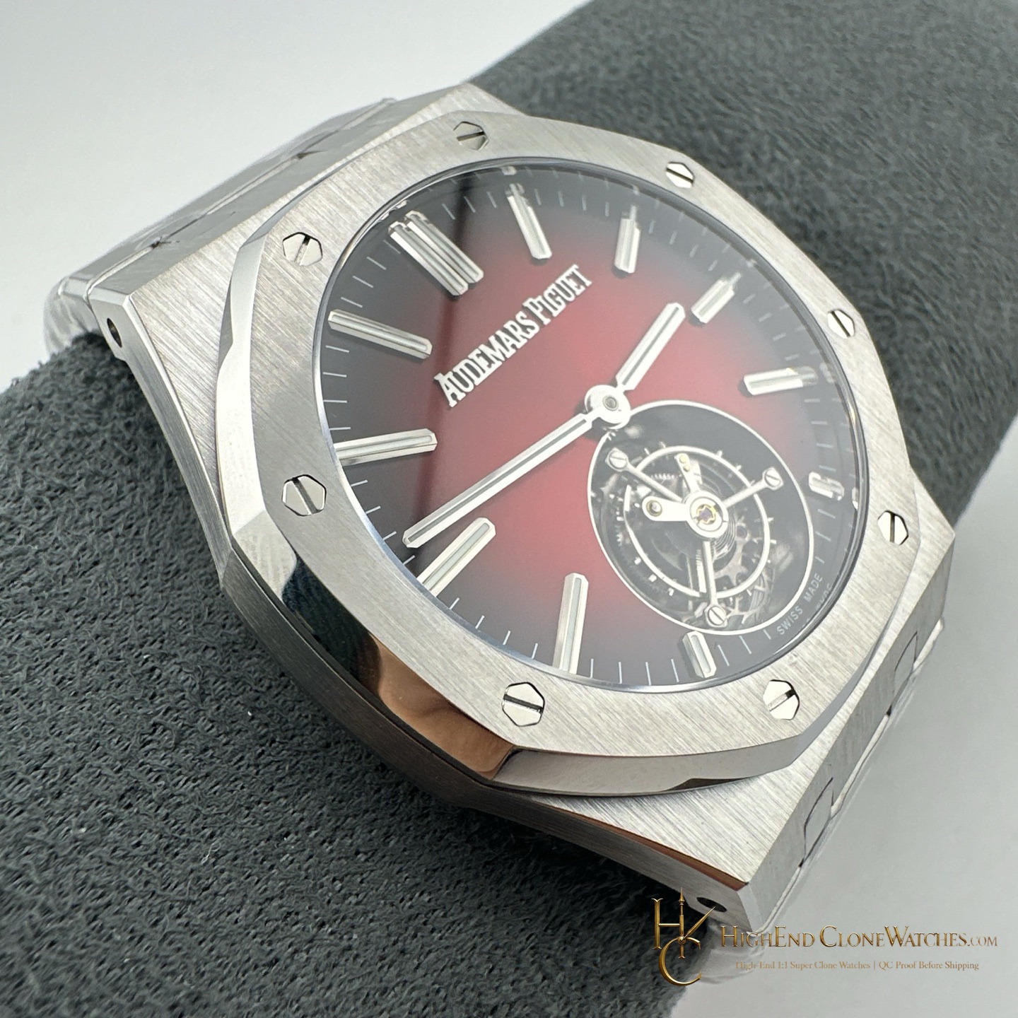 Audemars Piguet Royal Oak 26730ST Smoked Burgundy Tourbillon Dial 41mm super clone watch clasp detail