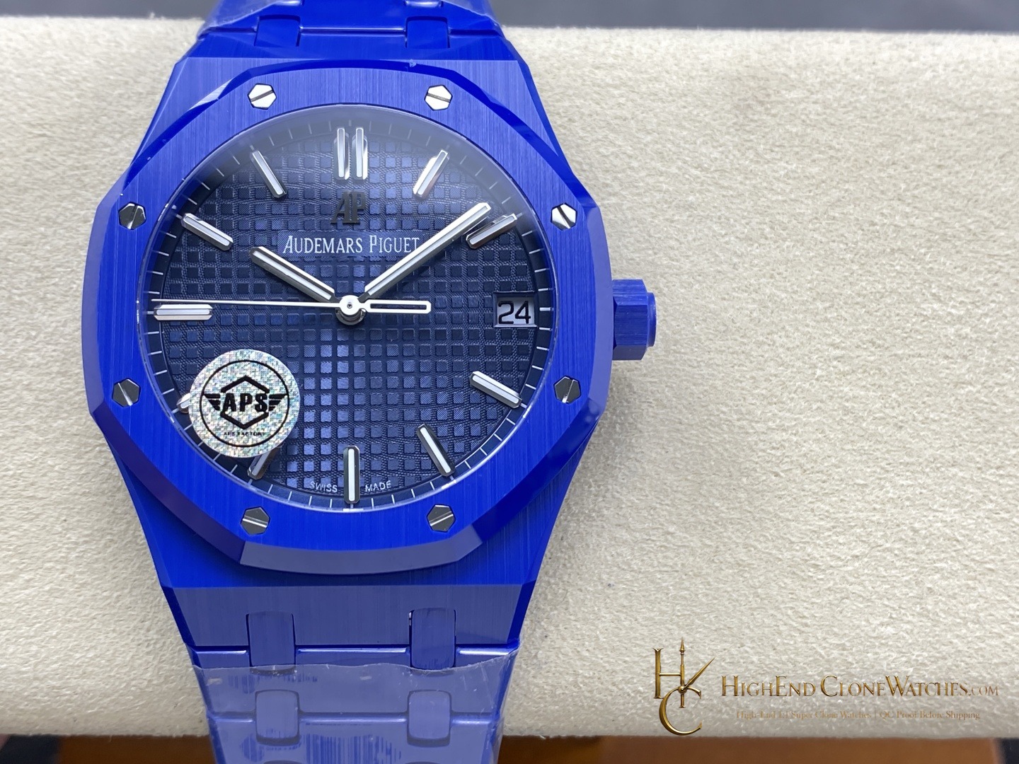 Audemars Piguet Royal Oak Blue Ceramic 15500 Blue dial super clone watch front view