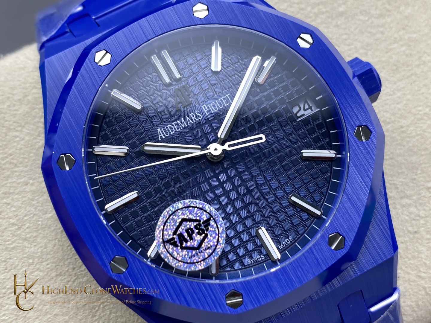 Audemars Piguet Royal Oak angled dial view super clone watch