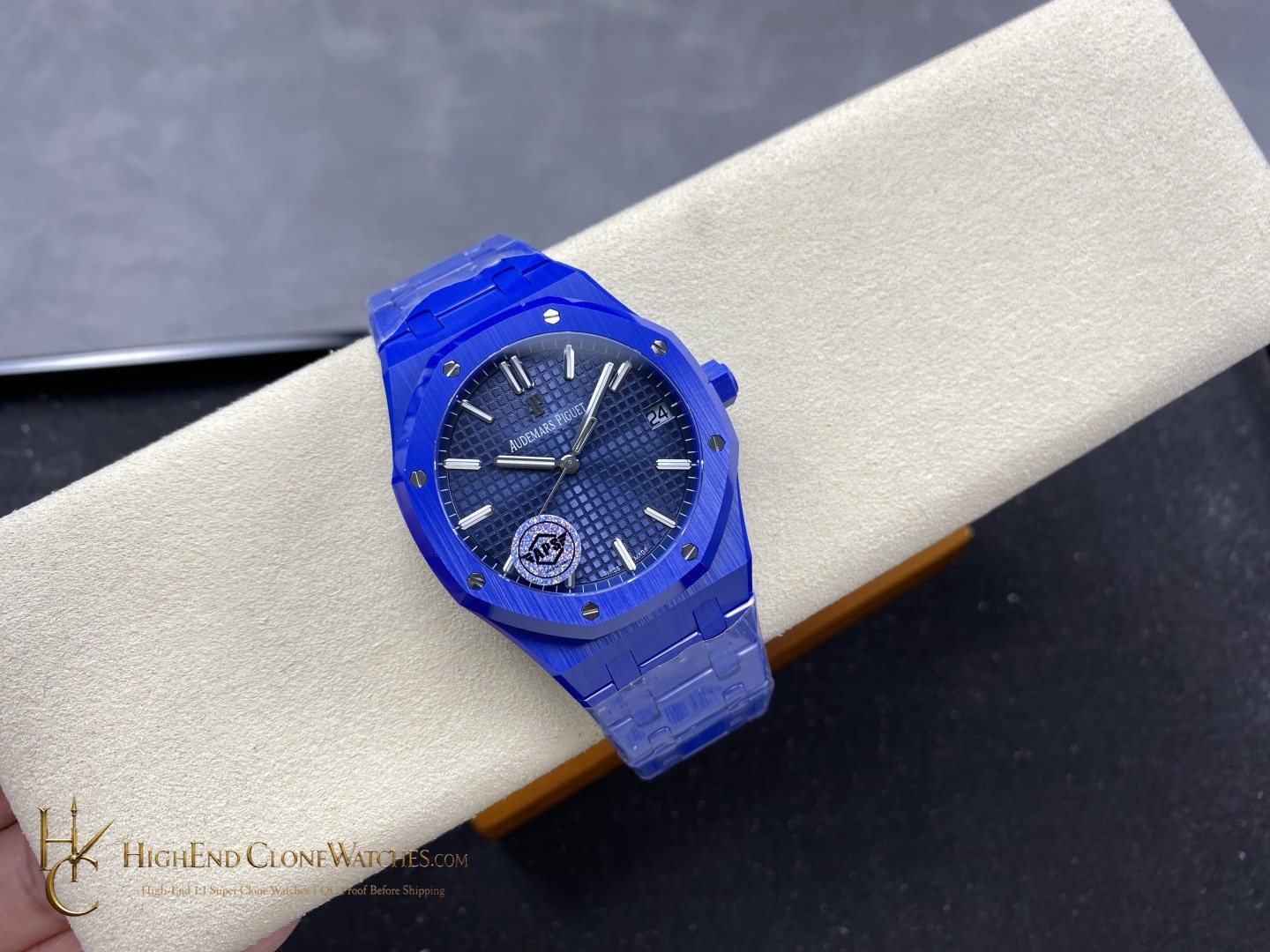 Audemars Piguet Royal Oak Blue Ceramic 15500 Blue dial super clone watch side case profile