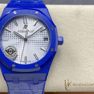 Audemars Piguet Royal Oak Blue Ceramic 15500 White Dial super clone watch front view