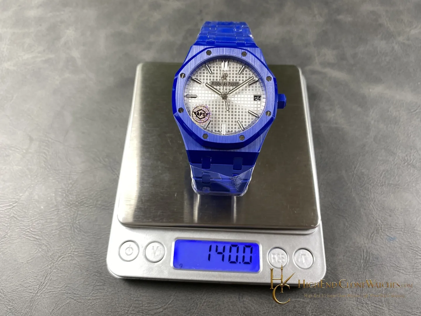 Audemars Piguet Royal Oak Blue Ceramic 15500 White Dial super clone watch angled view