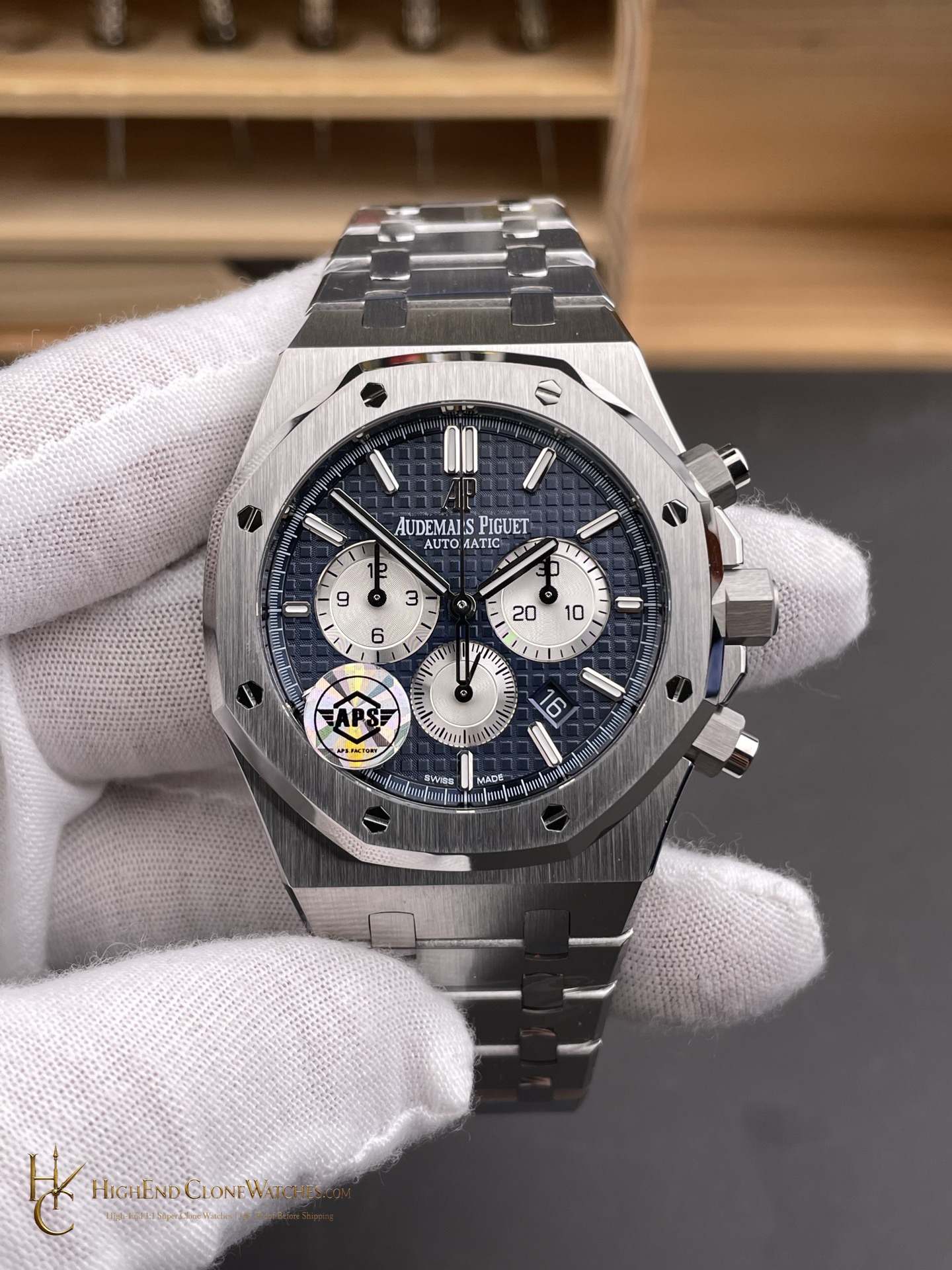Audemars Piguet Royal Oak Chronograph 26331ST.OO.1220ST.01 Blue & Silver Dial 41mm super clone watch front view