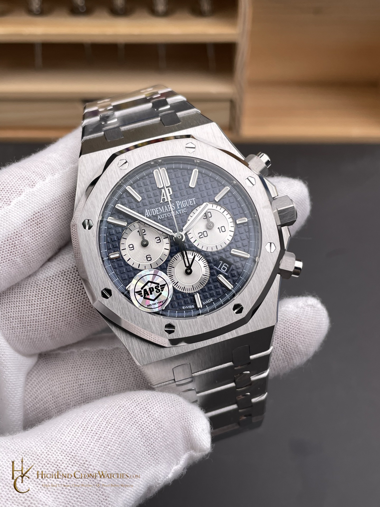 Audemars Piguet Royal Oak Chronograph 26331ST.OO.1220ST.01 Blue & Silver Dial 41mm super clone watch dial detail