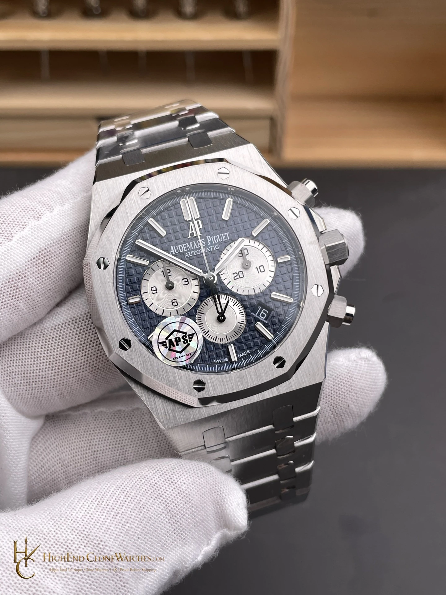 Audemars Piguet Royal Oak Chronograph 26331ST.OO.1220ST.01 Blue & Silver Dial 41mm super clone watch dial detail