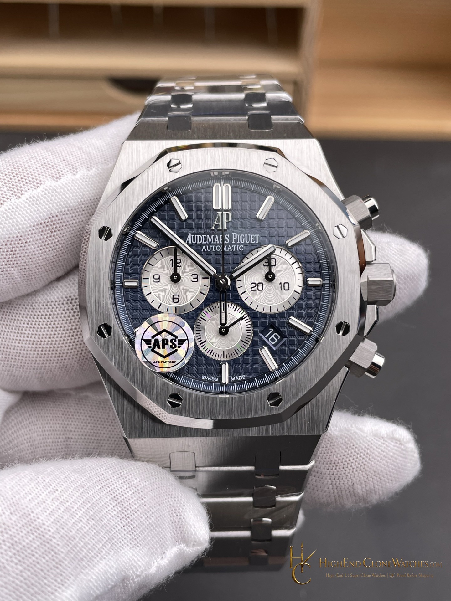 Audemars Piguet Royal Oak Chronograph 26331ST.OO.1220ST.01 Blue & Silver Dial 41mm super clone watch bezel detail