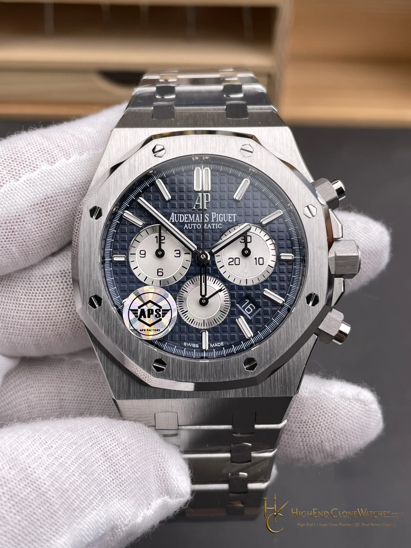Audemars Piguet Royal Oak Chronograph 26331ST.OO.1220ST.01 Blue & Silver Dial 41mm super clone watch bezel detail