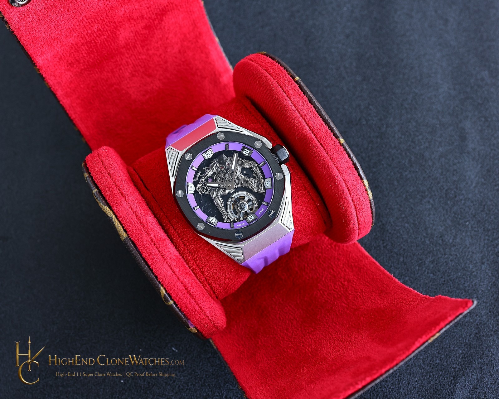 Audemars Piguet Royal Oak Concept Black Panther Flying Tourbillon 26620IO 42mm super clone watch bezel detail