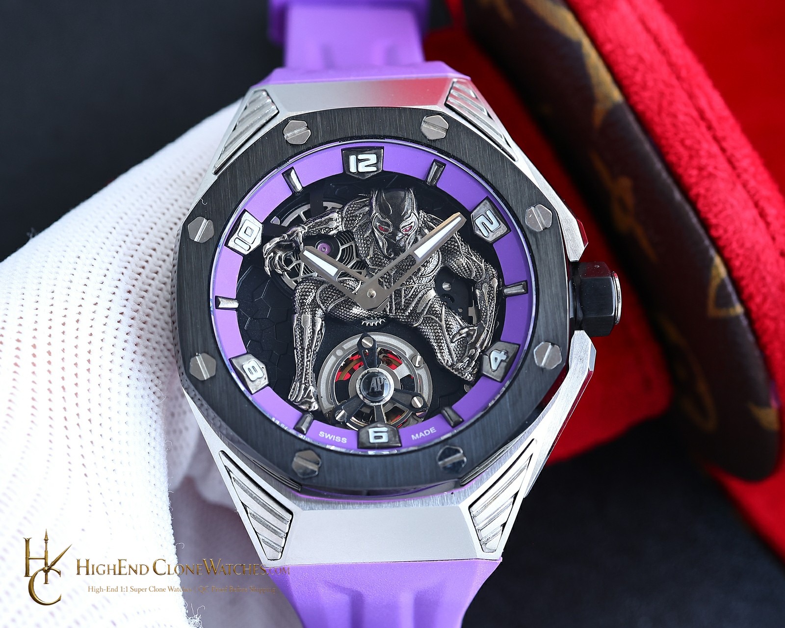 Audemars Piguet Royal Oak Concept Black Panther Flying Tourbillon 26620IO 42mm super clone watch side case profile