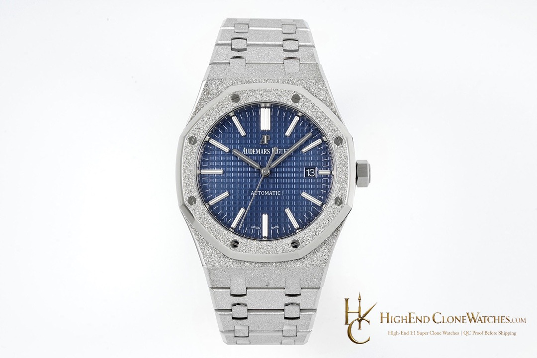Audemars Piguet Royal Oak Frost 15400 Blue Dial super clone watch front view