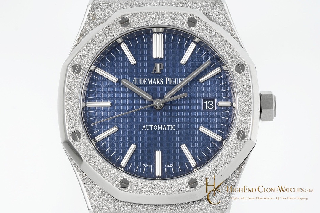Audemars Piguet Royal Oak Frost 15400 Blue Dial super clone watch dial detail