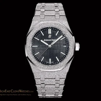 Audemars Piguet Royal Oak Frost 15500 Black Dial super clone watch front view