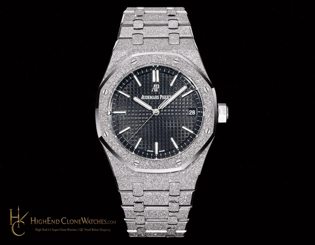 Audemars Piguet Royal Oak Frost 15500 Black Dial super clone watch front view