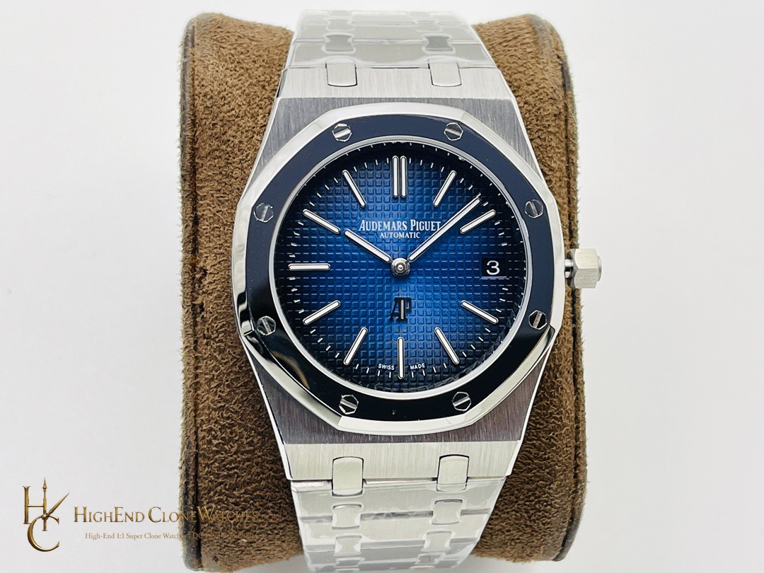 Audemars Piguet Royal Oak Jumbo 15202IP Blue Dial super clone watch front view