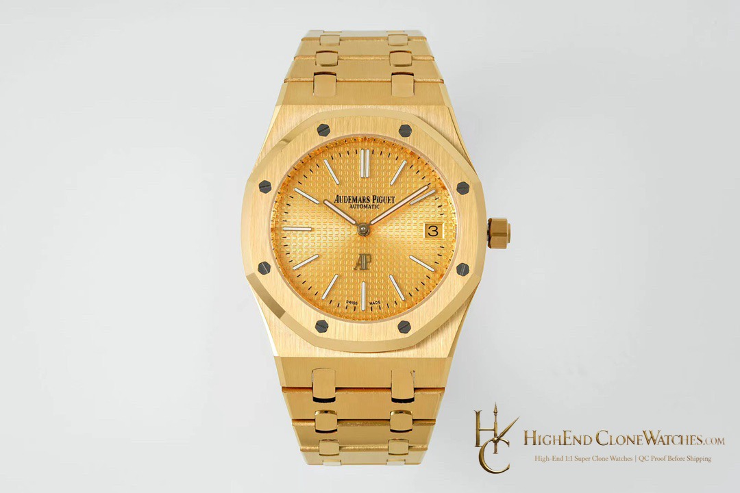Audemars Piguet Royal Oak Jumbo Extra-Thin Gold Dial 15202BA 39mm super clone watch front view