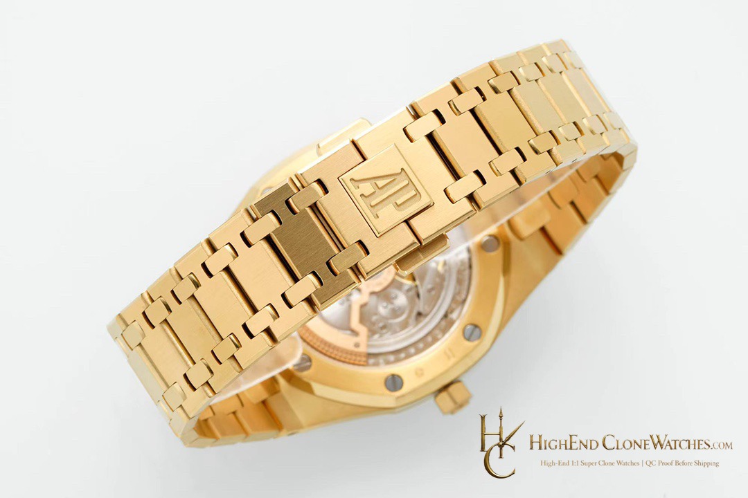 Audemars Piguet Royal Oak Jumbo Extra-Thin Gold Dial 15202BA 39mm super clone watch clasp detail