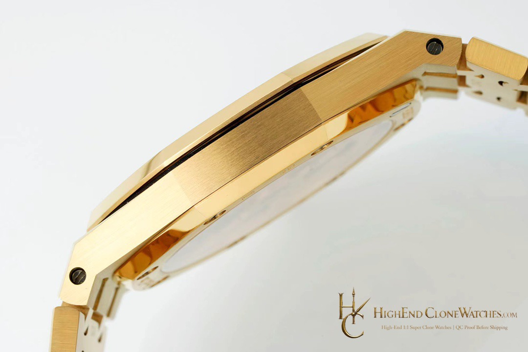 Audemars Piguet Royal Oak Jumbo Extra-Thin Gold Dial 15202BA 39mm super clone watch caseback detail