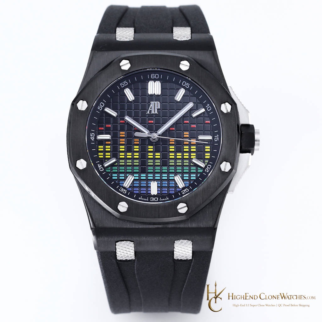 Audemars Piguet Royal Oak Offshore 15600 44mm Black Music Dial super clone watch front view