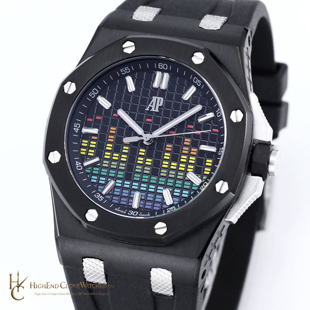 Audemars Piguet Royal Oak Offshore 15600 44mm Black Music Dial super clone watch bezel detail