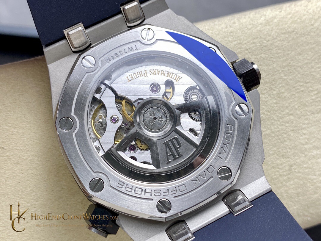 Audemars Piguet Royal Oak Offshore 15720 Blue Dial super clone watch caseback detail