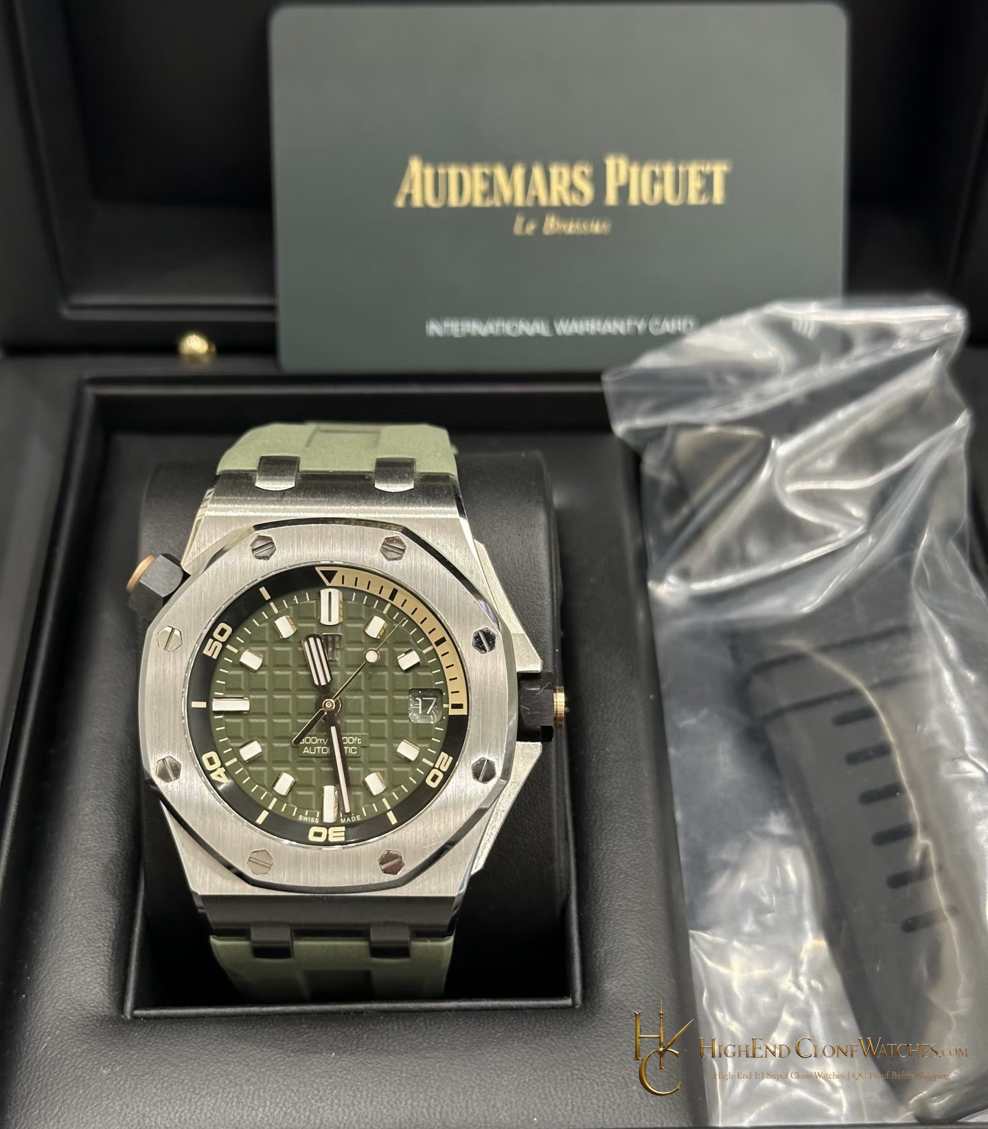 Audemars Piguet Royal Oak Offshore 15720 Green Dial super clone watch front view