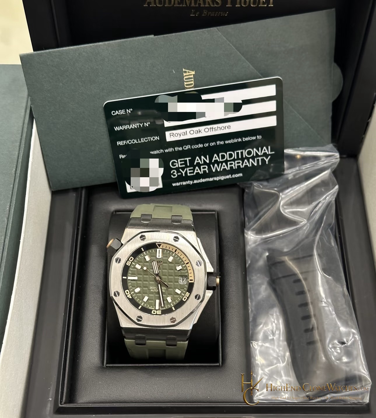 Audemars Piguet Royal Oak Offshore 15720 Green Dial super clone watch caseback detail