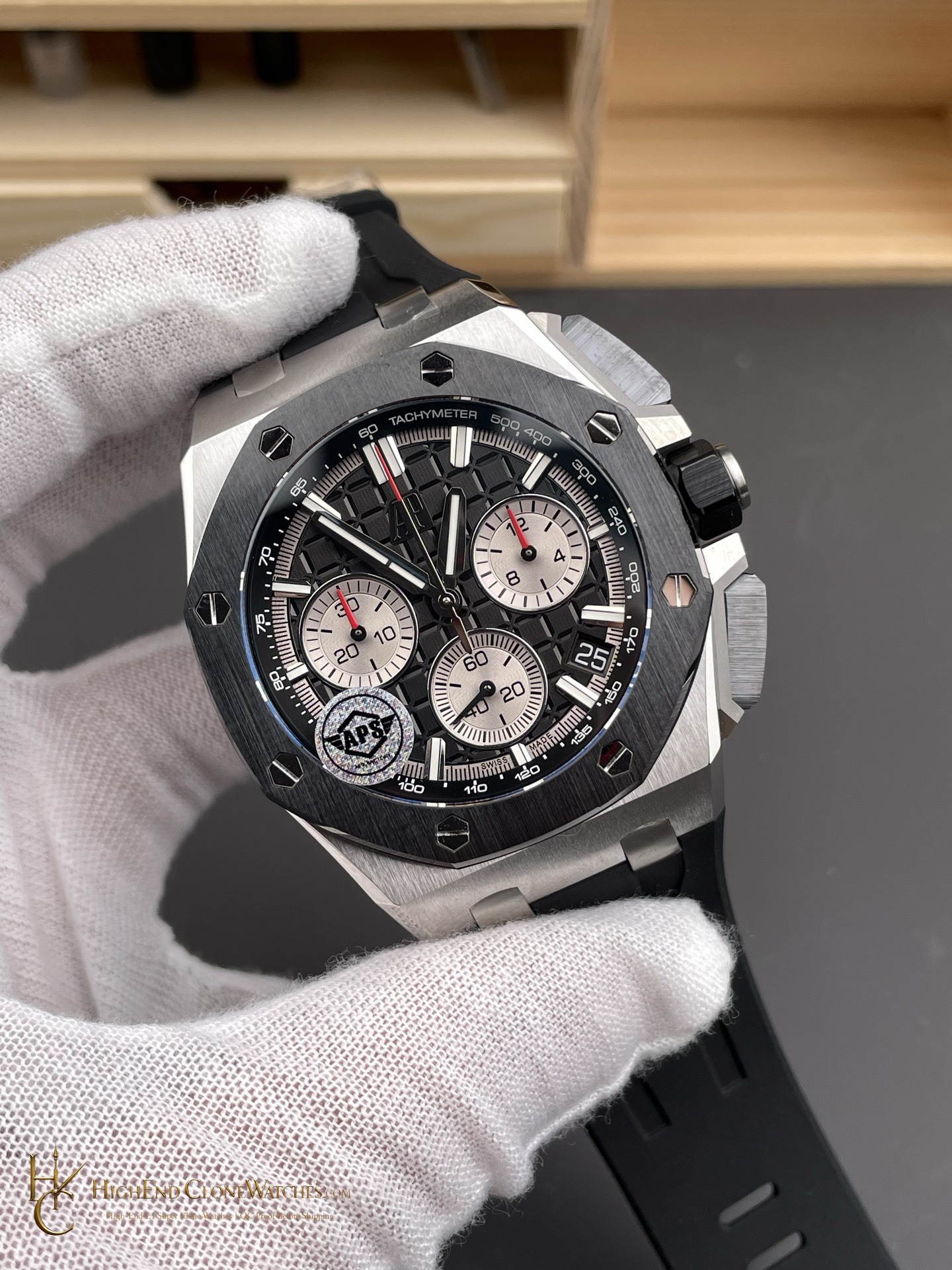 Audemars Piguet Royal Oak Offshore Black Dial 26420 Selfwinding Chronograph super clone watch dial detail