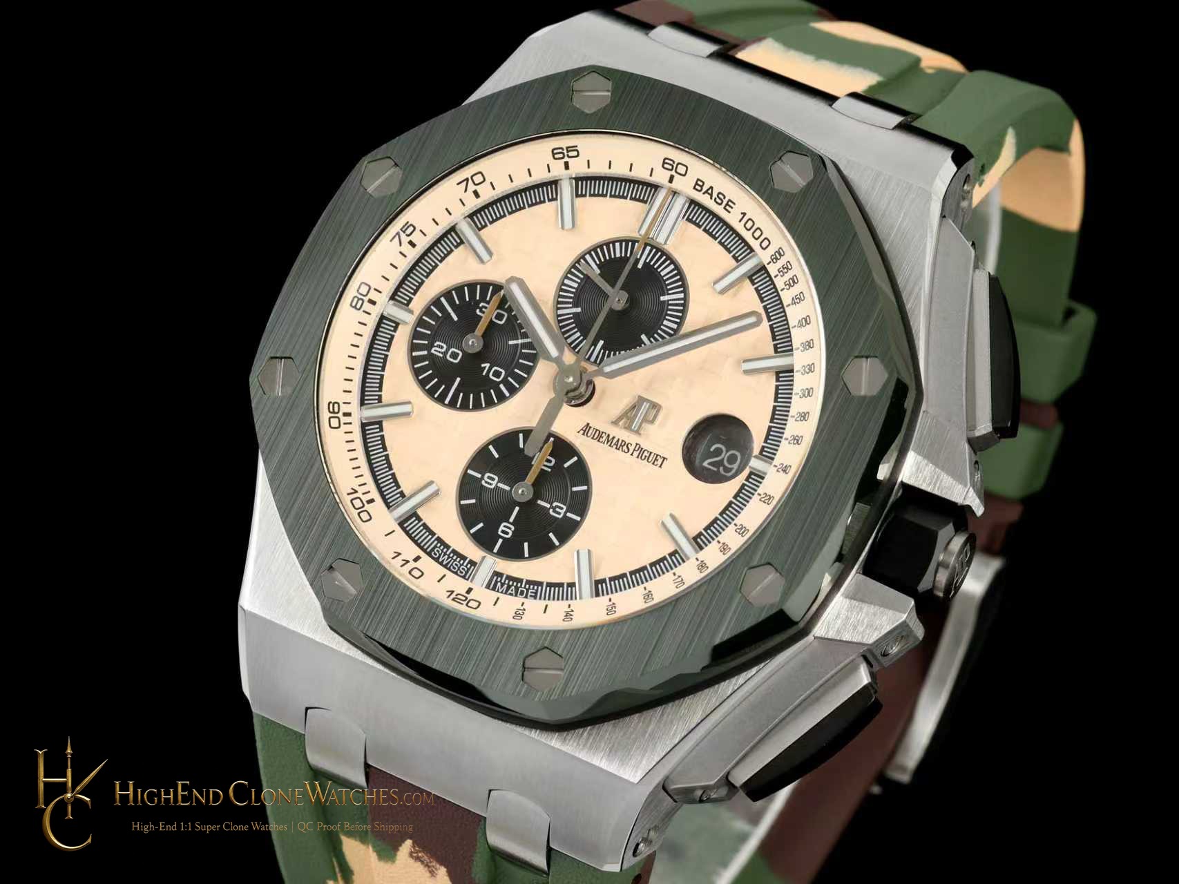 Audemars Piguet Royal Oak Offshore Chronograph Champagne Dial 26400SO 44mm super clone watch bezel detail