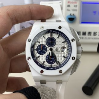 Audemars Piguet Royal Oak Offshore Chronograph White Ceramic 26402CB 44mm super clone watch front view
