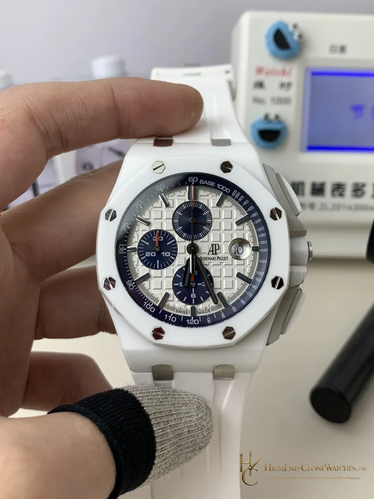 Audemars Piguet Royal Oak Offshore Chronograph White Ceramic 26402CB 44mm super clone watch front view