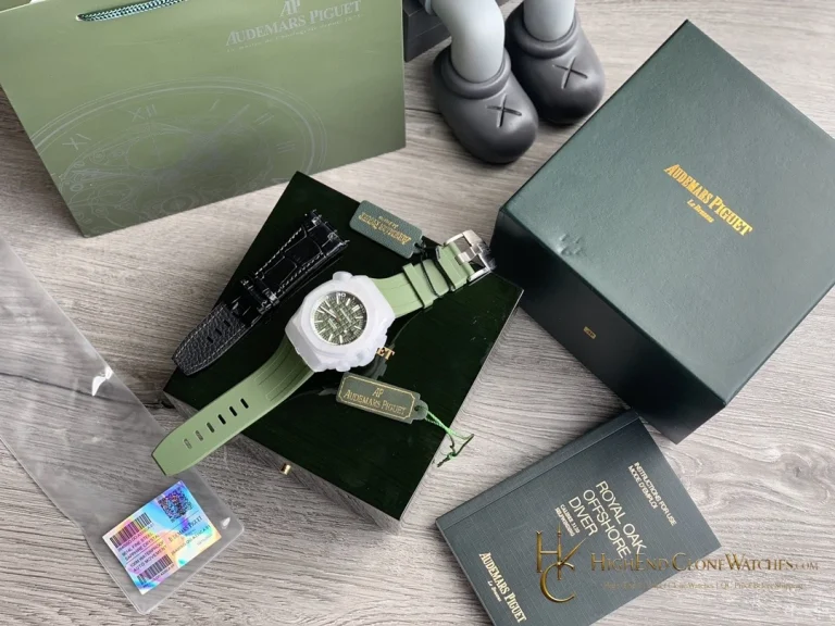 Audemars Piguet Royal Oak Offshore Diver 15710 Green Dial super clone watch dial detail