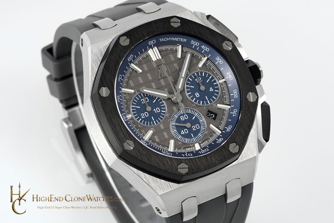Audemars Piguet Royal Oak Offshore Grey Dial 26420 Selfwinding Chronograph super clone watch dial detail