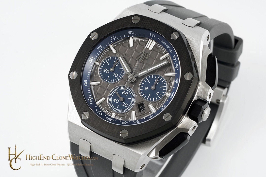 Audemars Piguet Royal Oak Offshore Grey Dial 26420 Selfwinding Chronograph super clone watch bezel detail