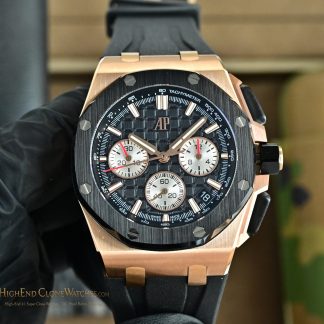 Audemars Piguet Royal Oak Offshore Rose Gold Black Dial 26420 Selfwinding Chronograph super clone watch front view