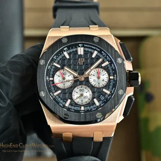 Audemars Piguet Royal Oak Offshore Rose Gold Black Dial 26420 Selfwinding Chronograph super clone watch front view