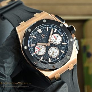 Audemars Piguet Royal Oak Offshore Rose Gold Black Dial 26420 Selfwinding Chronograph super clone watch dial detail
