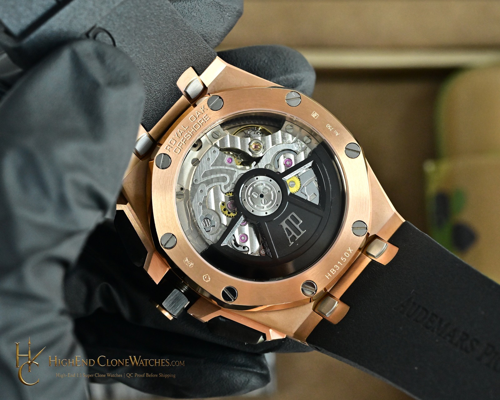 Audemars Piguet Royal Oak Offshore Rose Gold Black Dial 26420 Selfwinding Chronograph super clone watch wrist shot