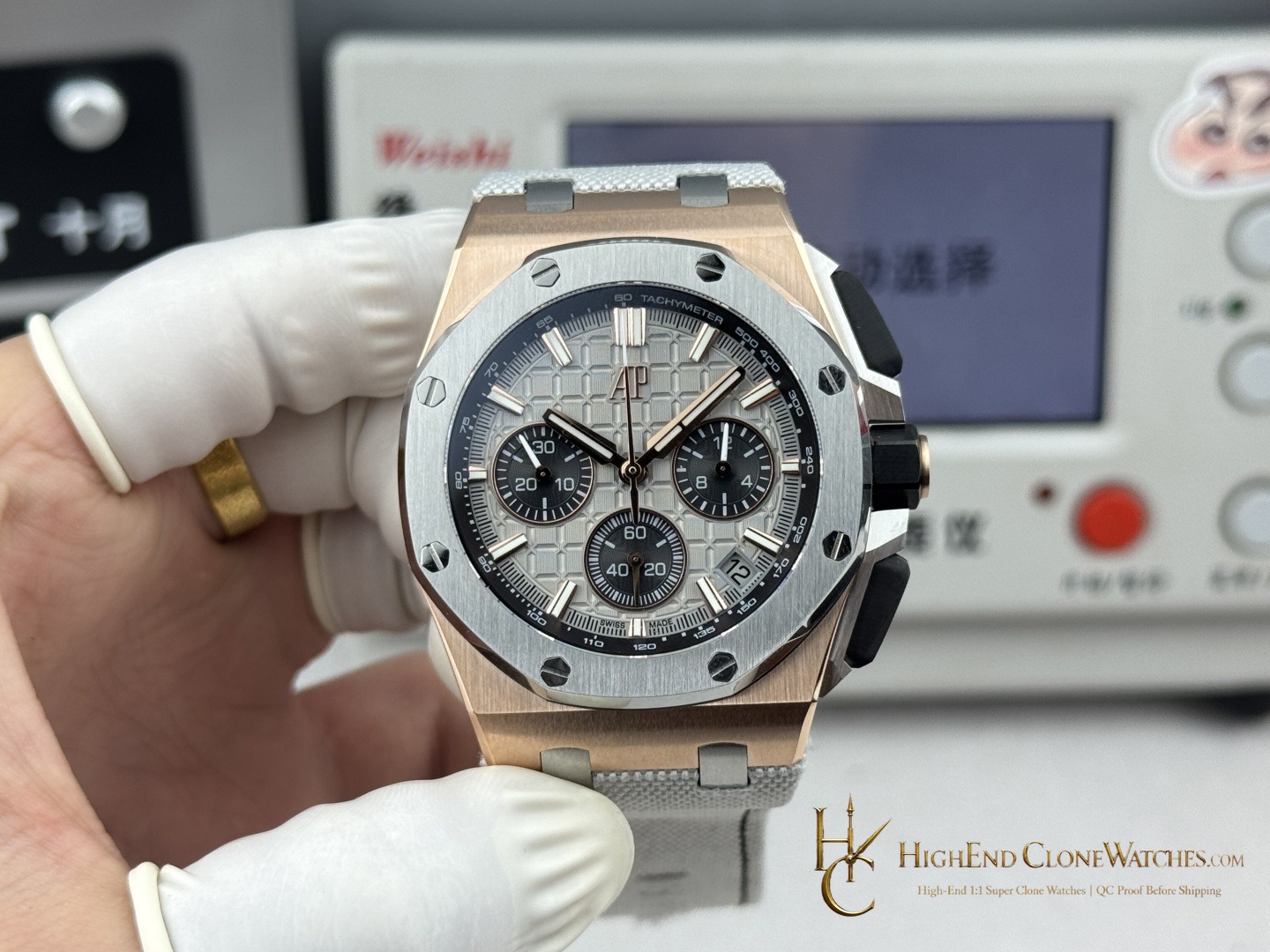 Audemars Piguet Royal Oak Offshore Rose Gold Gray Dial 26420 Selfwinding Chronograph super clone watch front view