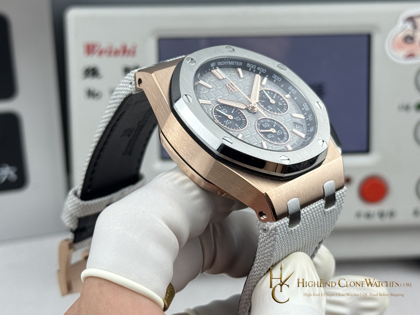 Audemars Piguet Royal Oak Offshore Rose Gold Gray Dial 26420 Selfwinding Chronograph super clone watch clasp detail