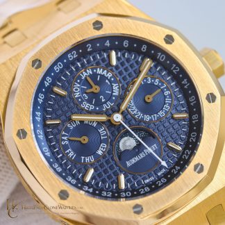 Audemars Piguet Royal Oak Perpetual Calendar 18K Gold Plated Blue Dial 26574BA 41mm super clone watch dial detail